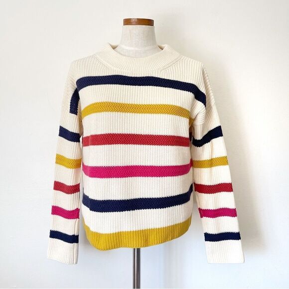 J. Crew The Reeds Rainbow stripe Crewneck sweater size Small preowned - Picture 1 of 5